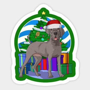 Great Dane Cute Santa Christmas Gift Sticker